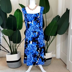 London Times - 18W - Blue Flower Dress